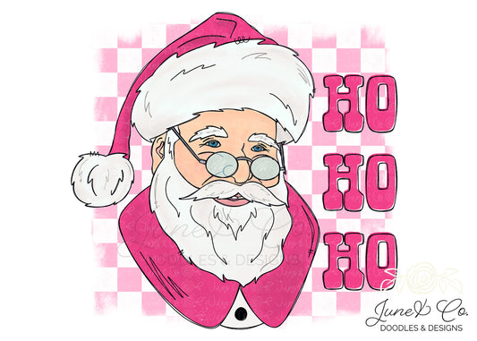 Pink Santa Ho Ho Ho PNG| Christmas Sublimation File| St. Nick Shirt Design|Retro Christmas Printable Art| Instant Download