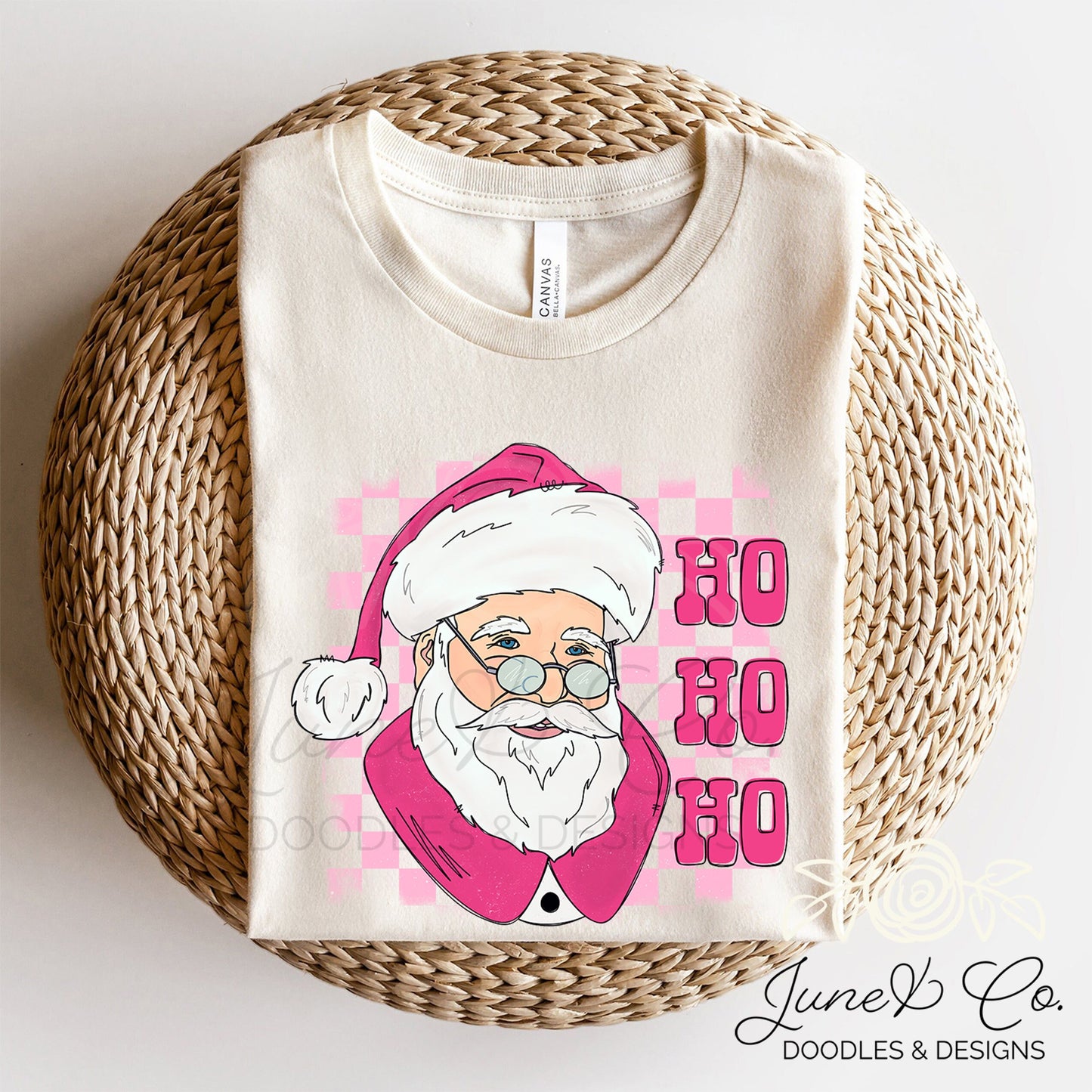 Pink Santa Ho Ho Ho PNG| Christmas Sublimation File| St. Nick Shirt Design|Retro Christmas Printable Art| Instant Download