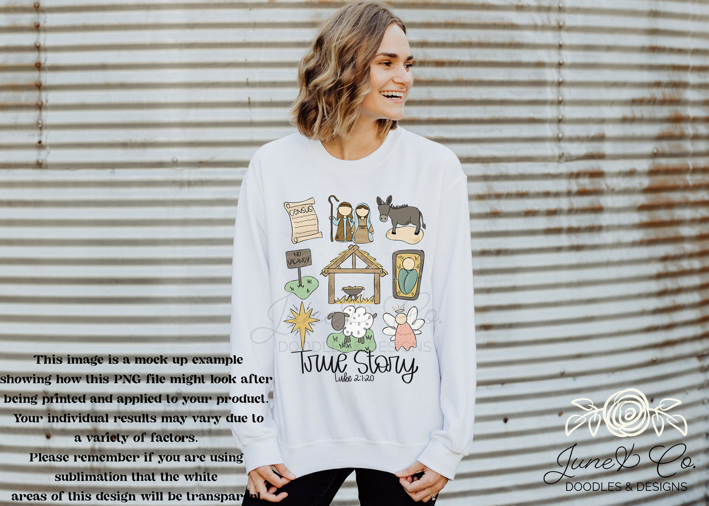 True Story PNG| Faith Based Christmas Sublimation File| Nativity Story Shirt Design| Hand Sketched Printable Art| Instant Download