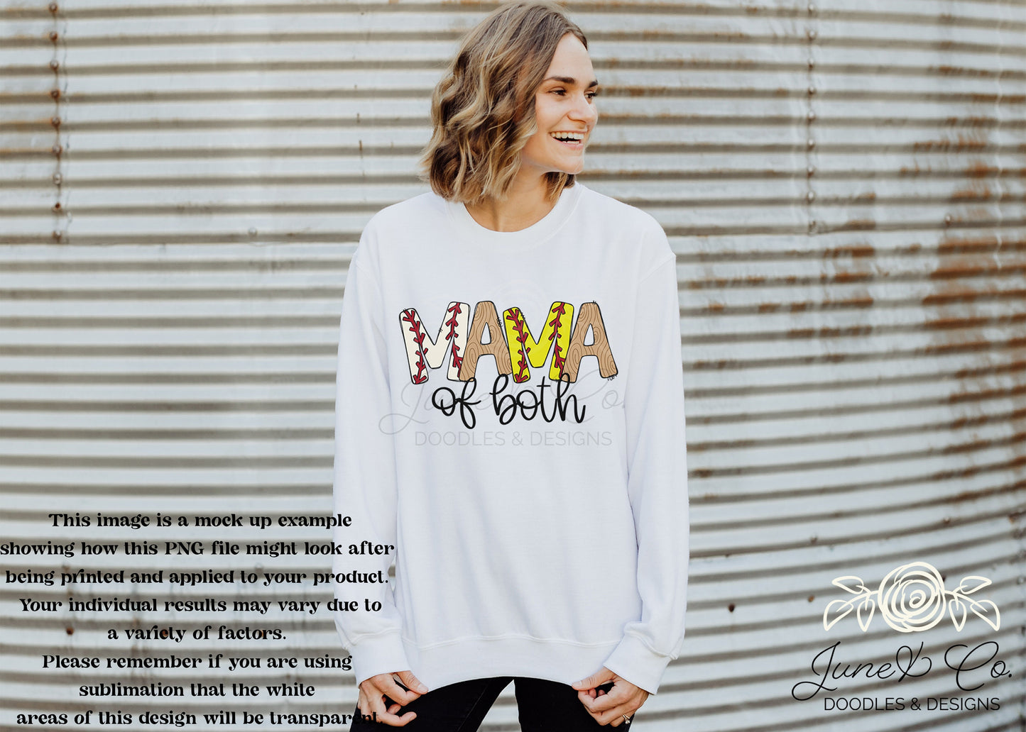 Mama of Both PNG| Sports Mom Sublimation File| Baseball and Softball Season Shirt Design| Hand Lettered Printable Art| Instant Download