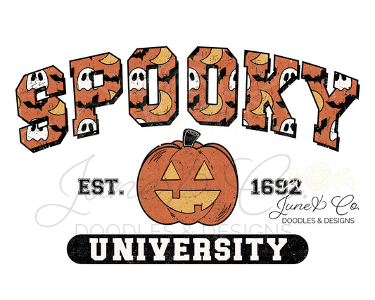 Spooky University PNG| Halloween Sublimation File| Varsity Letters Shirt Design| Jack-O-Lantern Printable Art| Instant Download