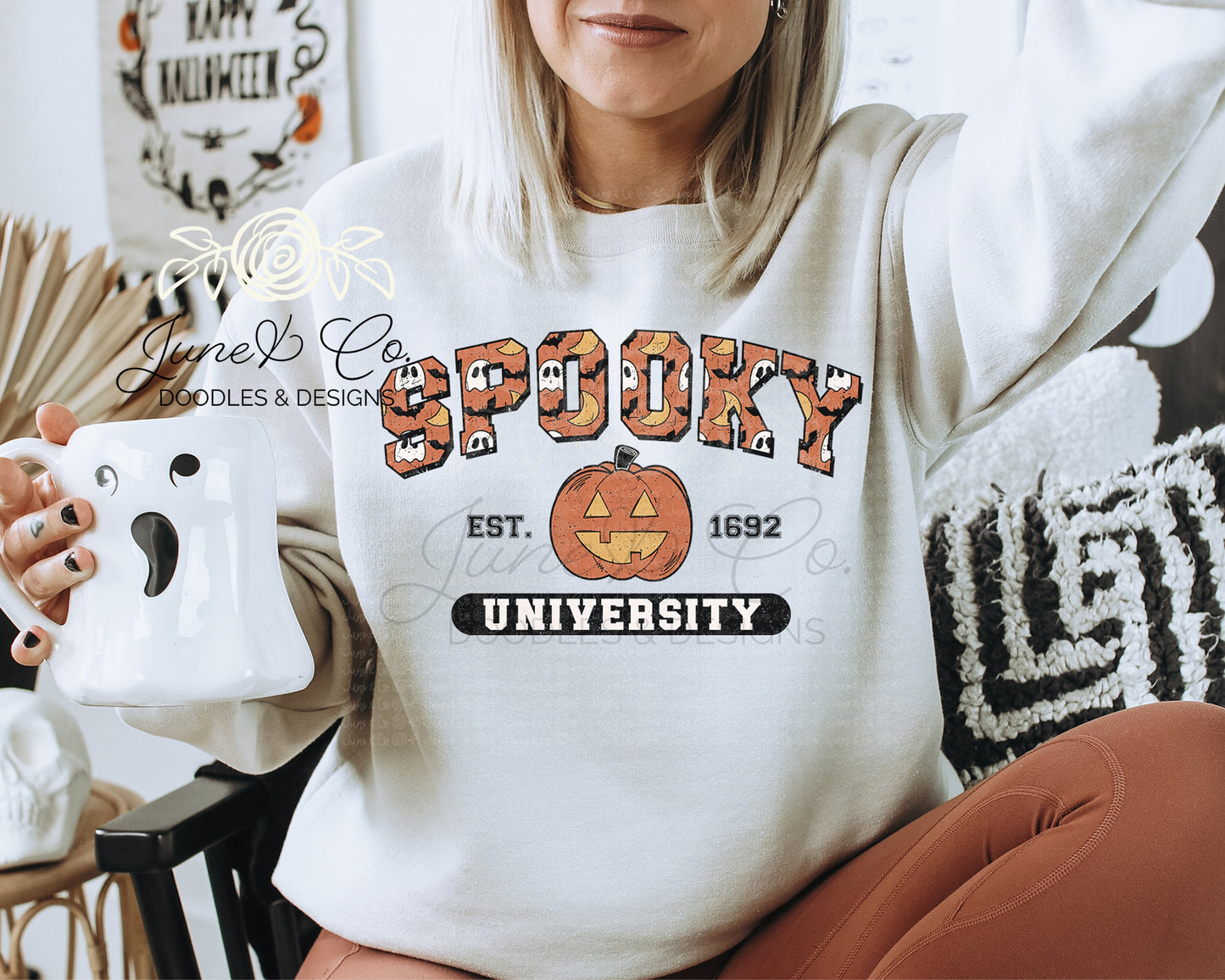 Spooky University PNG| Halloween Sublimation File| Varsity Letters Shirt Design| Jack-O-Lantern Printable Art| Instant Download