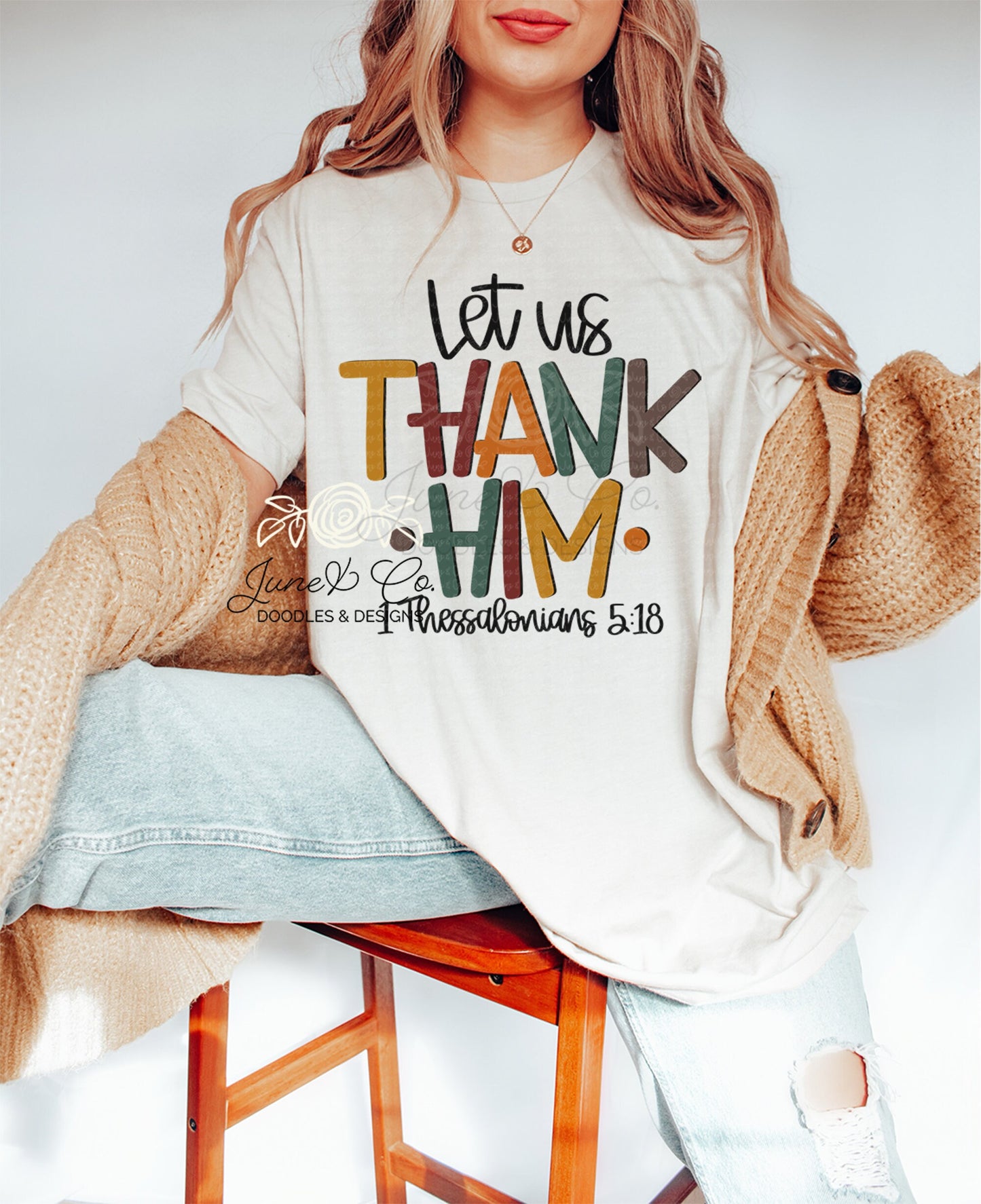 Let Us Thank Him PNG| Religious Thanksgiving Sublimation File| Christian Fall Shirt Design| Hand Lettered Printable Art| Instant Download