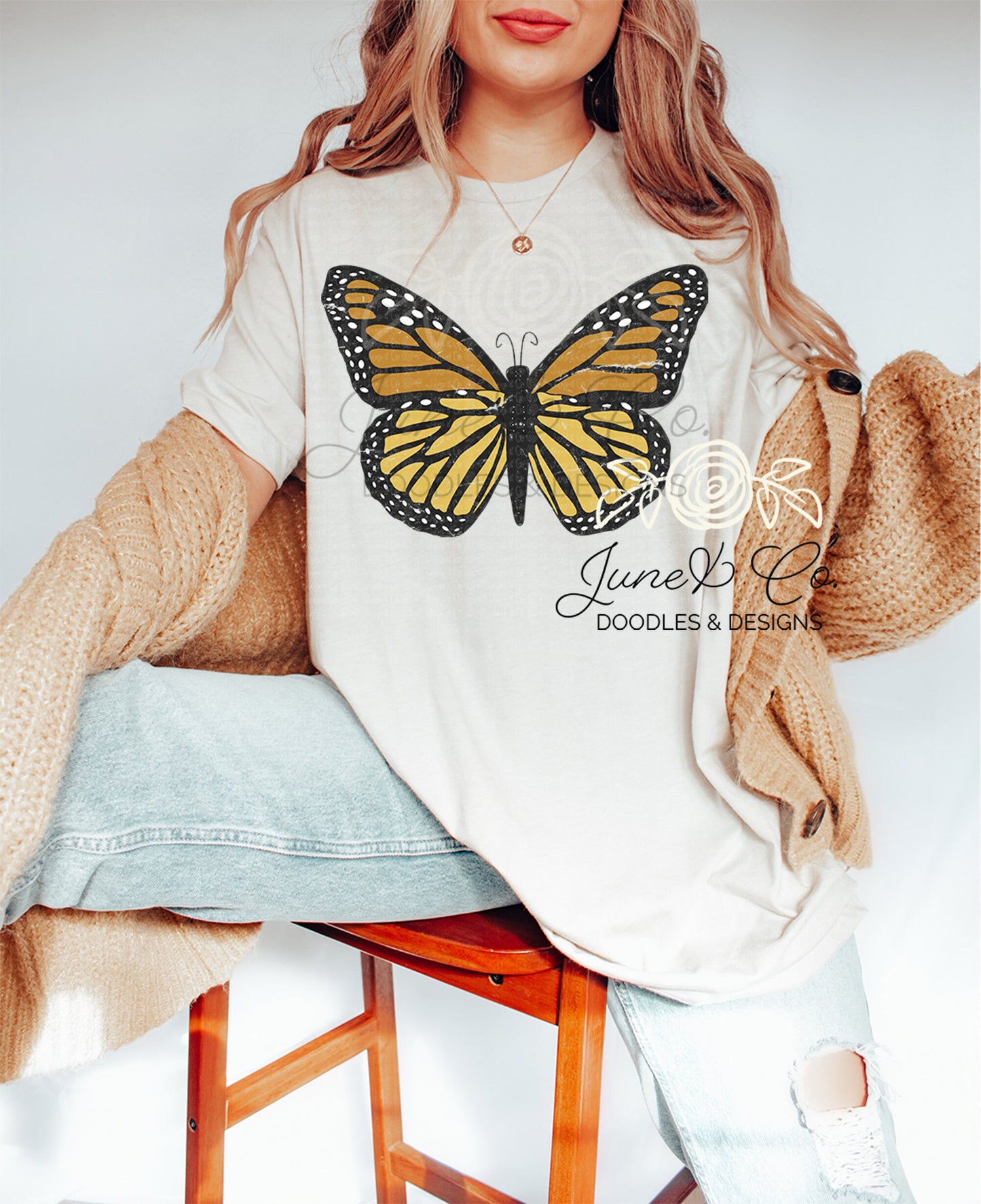 Vintage Distressed Butterfly PNG| Grunge Butterfly Sublimation File| Retro Shirt Design| Hand Sketched Printable Art| Instant Download