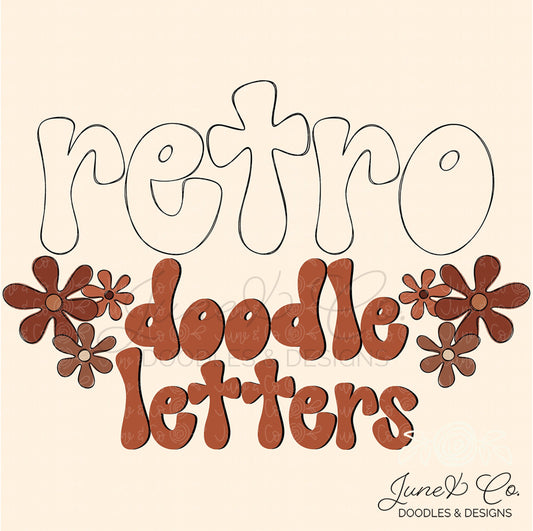 Retro Style Doodle Letters| Alphabet Set PNG| Retro Alpha Set SVG| Sublimation File| Hand Lettered Printable Art| Instant Download