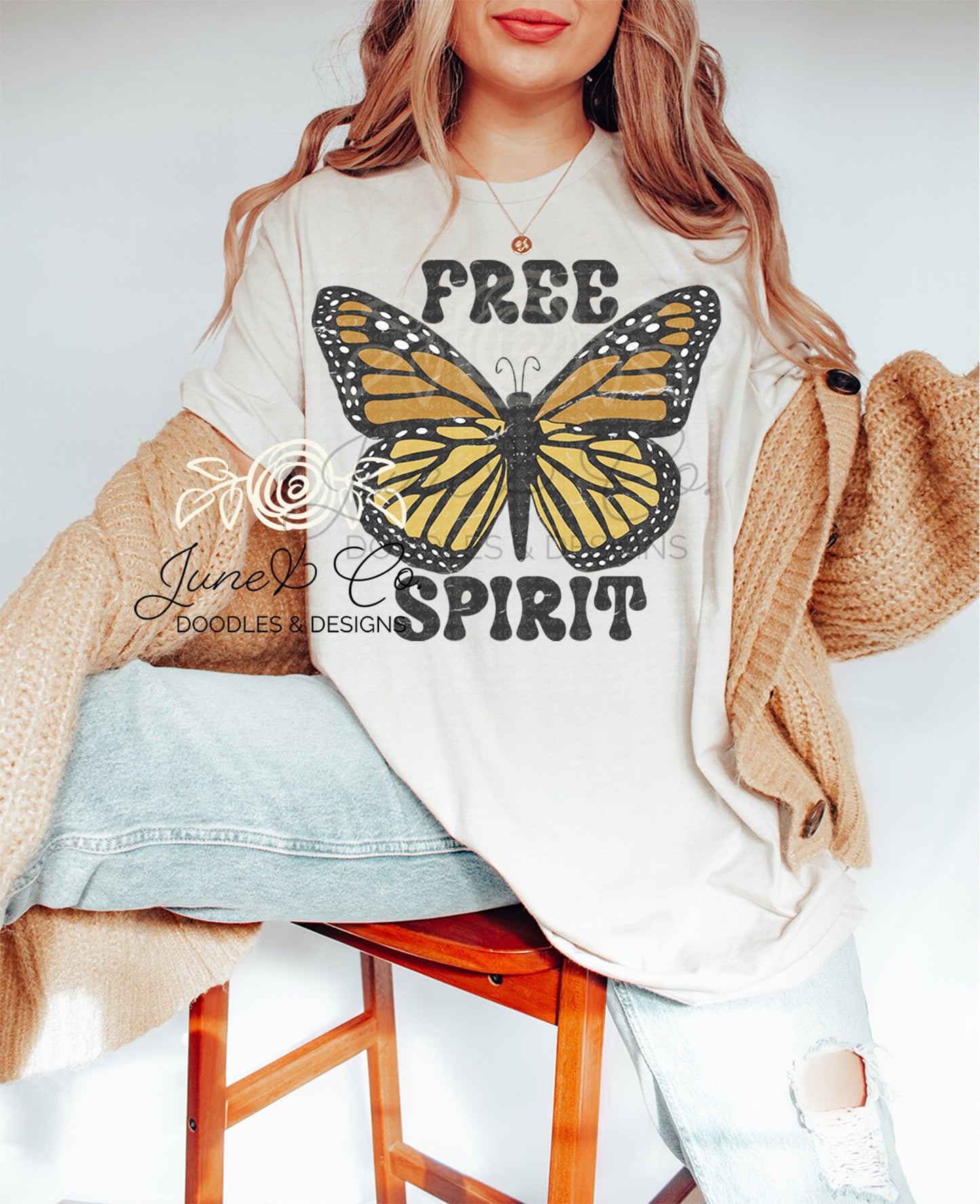 Free Spirit PNG| Distressed Butterfly Sublimation File| Vintage Shirt Design| Inspirational Printable Art| Instant Download