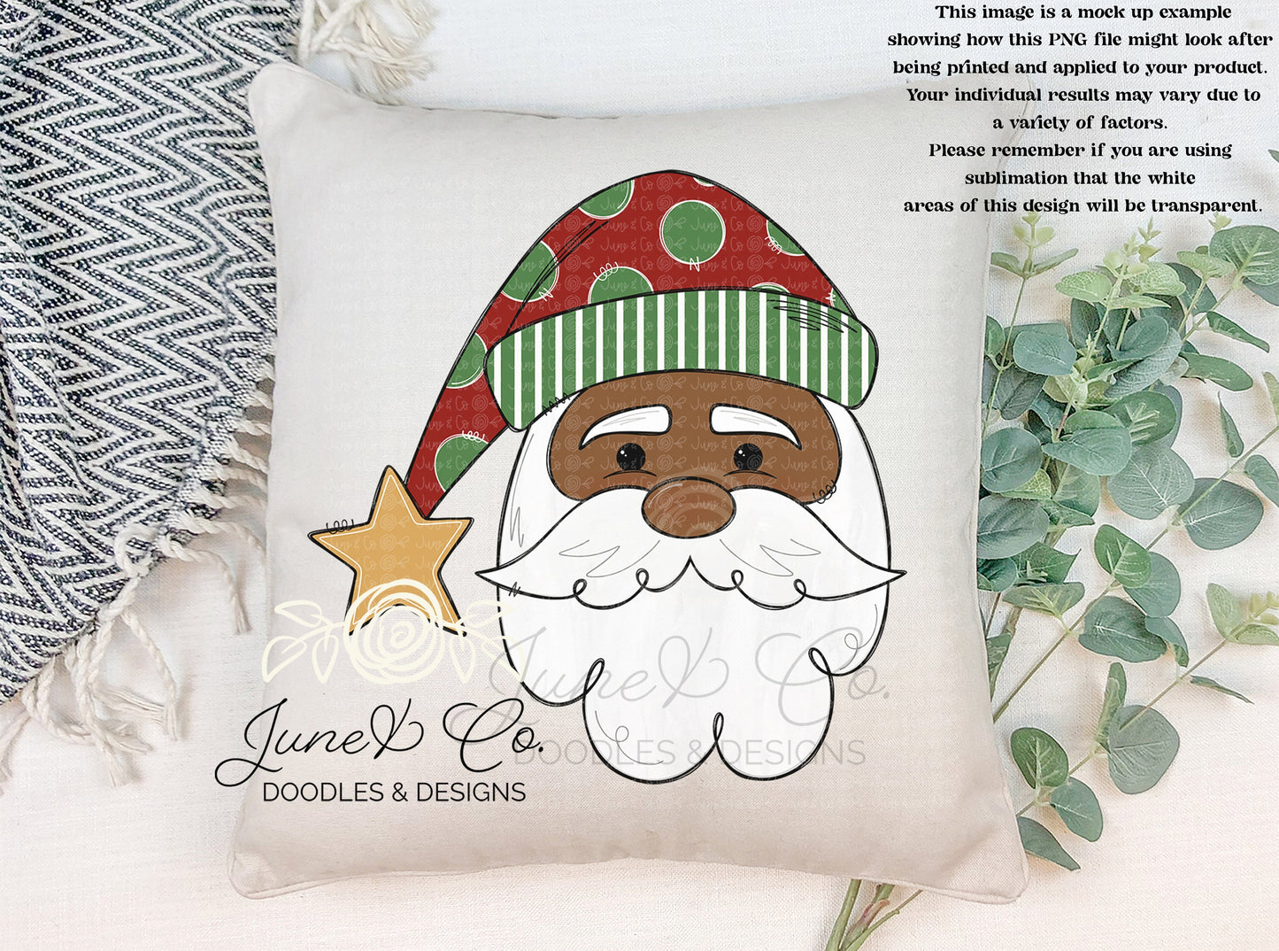 Brown Whimsical Santa PNG| Christmas Holiday Sublimation File| St. Nick Shirt Design| Hand Sketched Printable Art| Instant Download