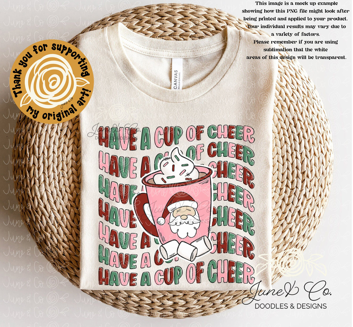 Cup Of Cheer Mug PNG| Christmas Cheer Sublimation File| Holiday Season Shirt Design| Hand Lettered Printable Art| Instant Download