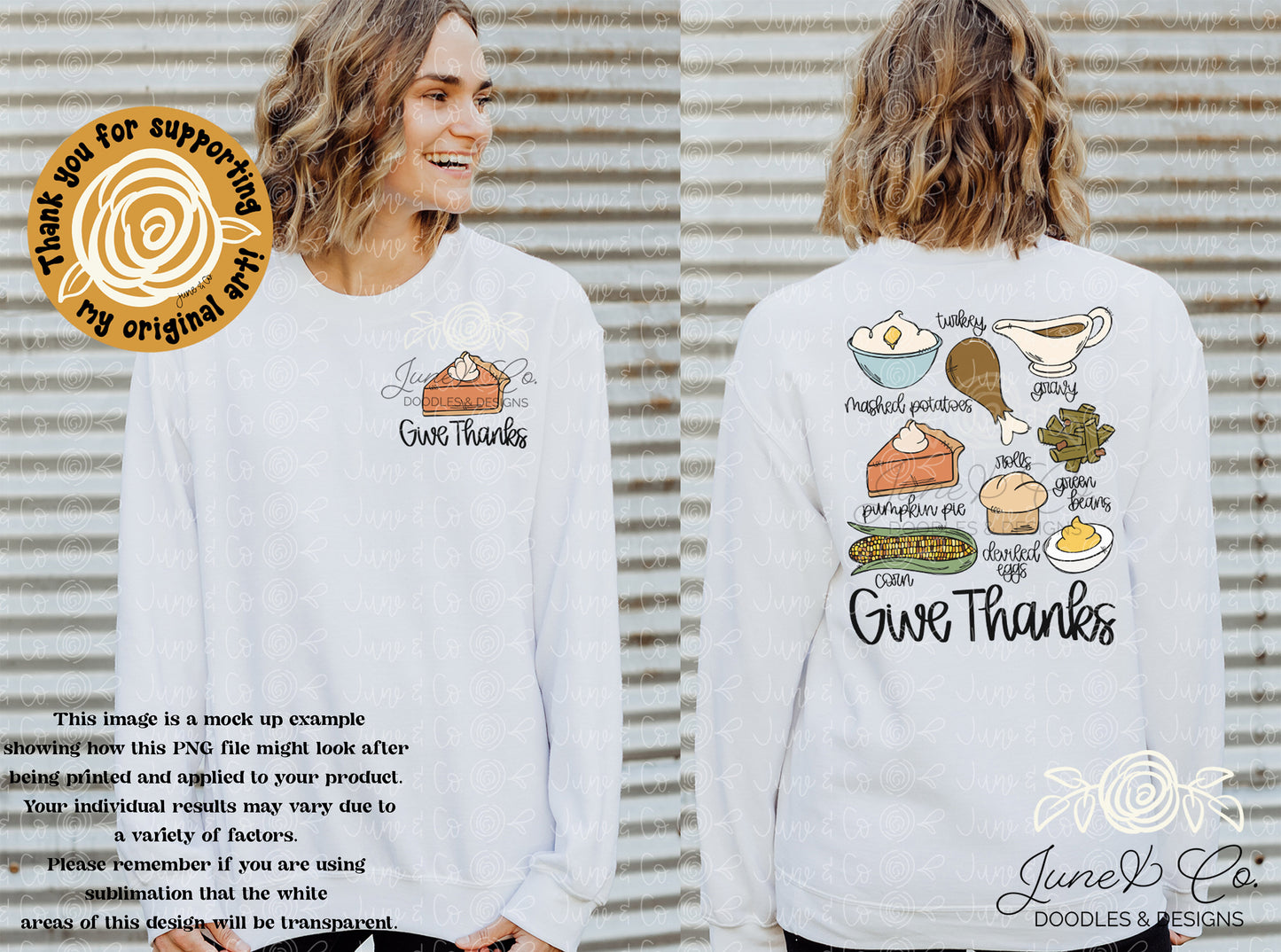 Give Thanks PNG| Thanksgiving Sublimation File| Favorite Thanksgiving Things Shirt Design| Hand Lettered Printable Art| Instant Download