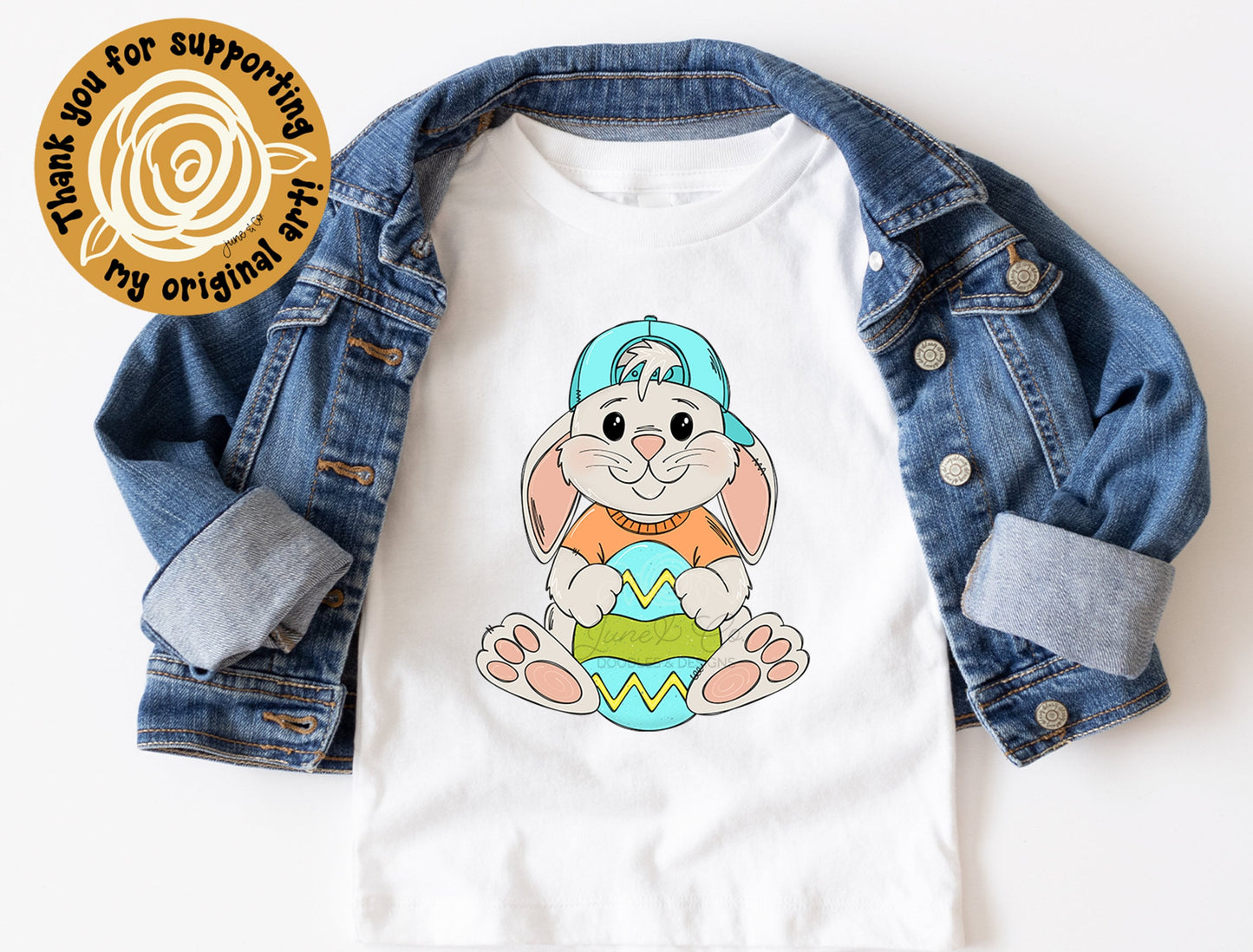 Boy Bunny PNG| Cool Easter Bunny In Hat Sublimation File| Boy's Spring Shirt Design| Hand Sketched Printable Art| Instant Download