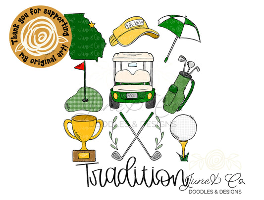 Golf Things PNG| Preppy Golf Sublimation File| Golf Themed Shirt Design| Hand Sketched Printable Art| Instant Download