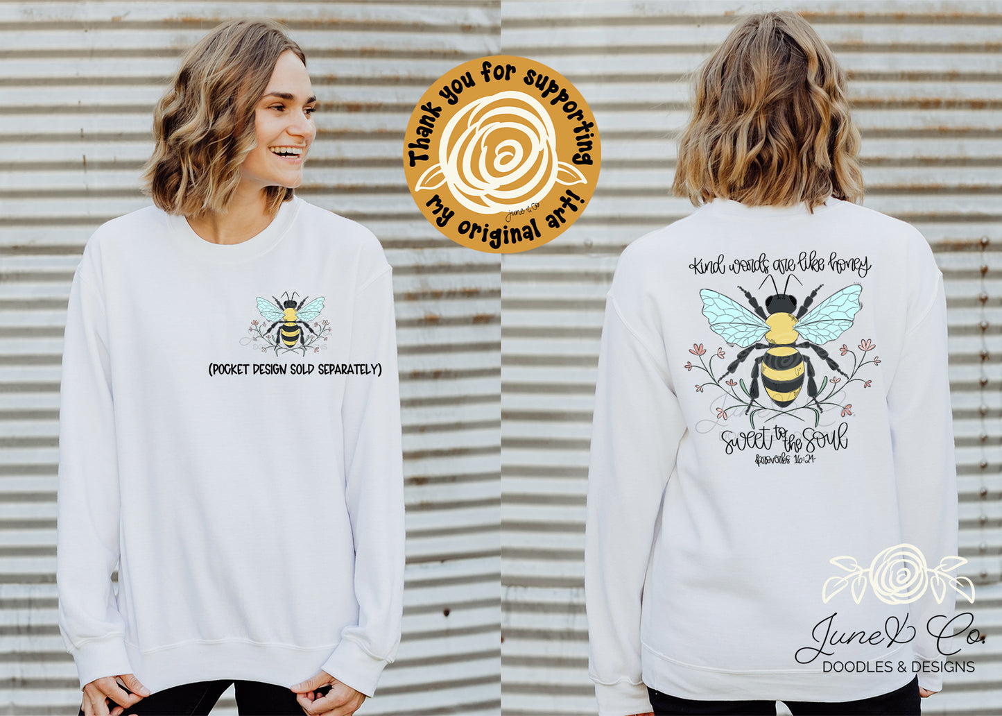 Kind Words Are Like Honey PNG| Bee Doodle Sublimation File| Christian Spring Shirt Design| Hand Sketched Printable Art| Instant Download