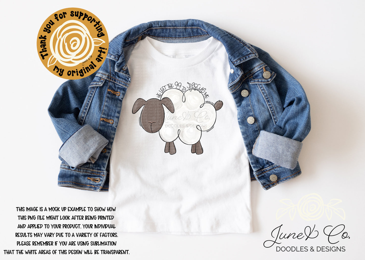 He Left The 99 Sheep PNG| Sheep Doodle Sublimation File| Christian Spring Shirt Design| Hand Painted Printable Art| Instant Download