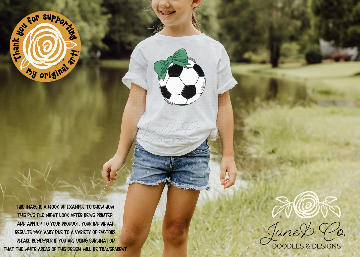 Girly Soccer Ball PNG| Soccer Ball With Bow Sublimation File| Girls Soccer Shirt Design| Hand Sketched Printable Art| Instant Download