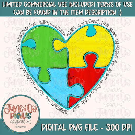 Autism Awareness Heart PNG| Accept Understand Love Sublimation File| Autism Advocate Shirt Design| Printable Art| Instant Download