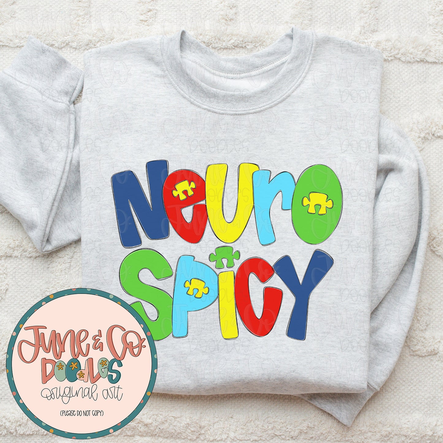 Neuro Spicy- Primary Colors PNG| Autism Awareness Sublimation File| Neurodiversity Shirt Design| Printable Art| Instant Download