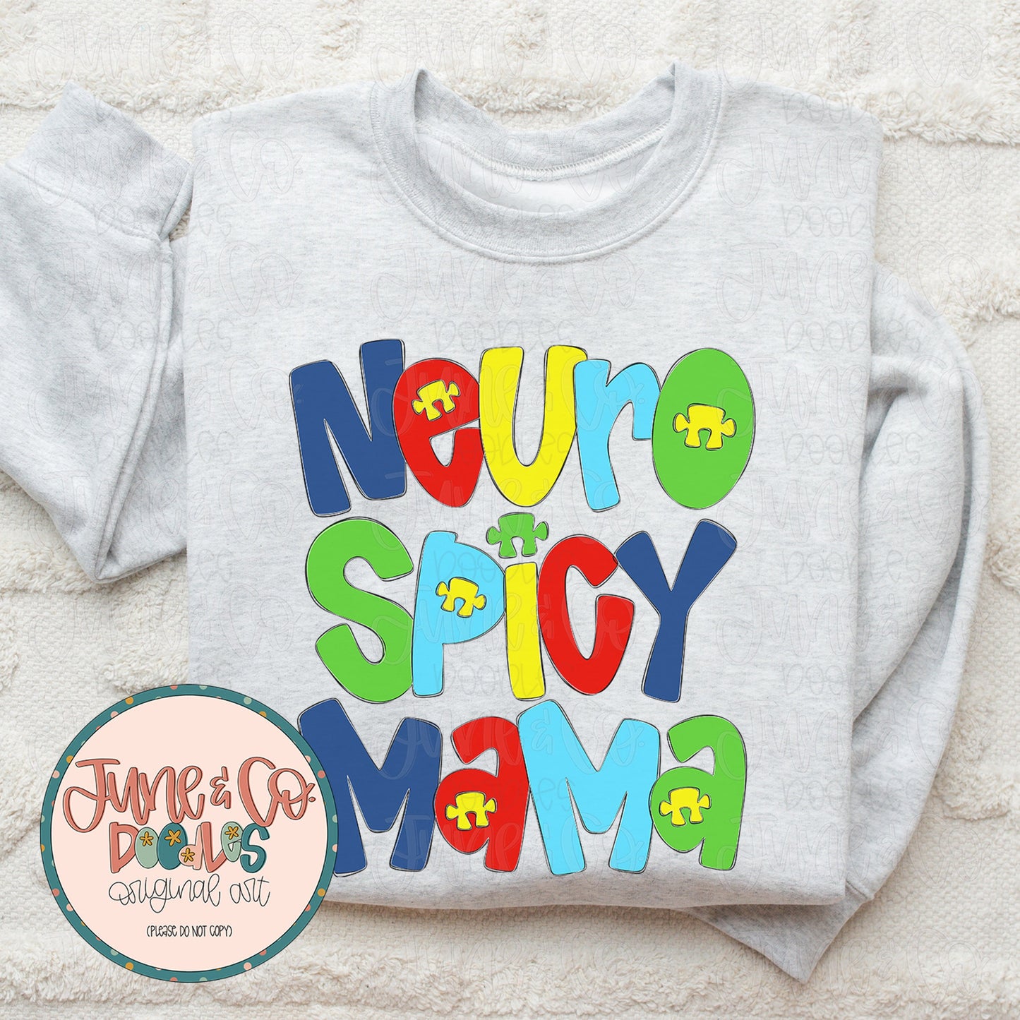 Neuro Spicy Mama- Primary Colors PNG| Autism Awareness Sublimation File| Neurodiversity Shirt Design| Printable Art| Instant Download