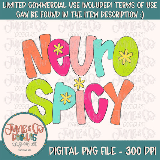 Neuro Spicy- Bright Colors PNG| Neurodivergent Sublimation File| Neurodiversity Shirt Design| Printable Art| Instant Download