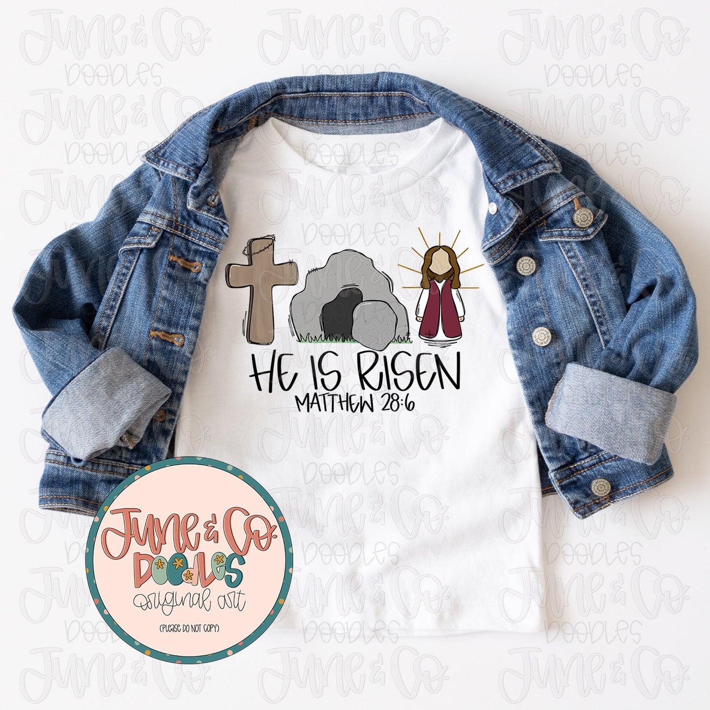 He Is Risen Trio PNG| Faith Based Easter Sublimation File| Easter Story Shirt Design| Hand Sketched Printable Art| Instant Download